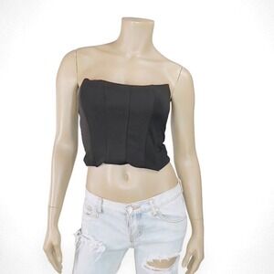 NWT NASTY GAL Small Cropped‎ Strapless Seam Detail Corset Black Top Summer